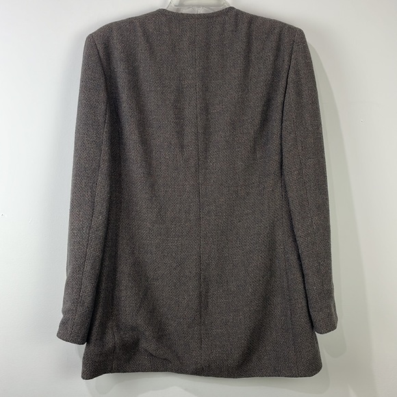 GIORGIO ARMANI Black Label Tweed Suit Jacket Collarless Blazer Women’s 44 / 8 - Picture 7 of 12